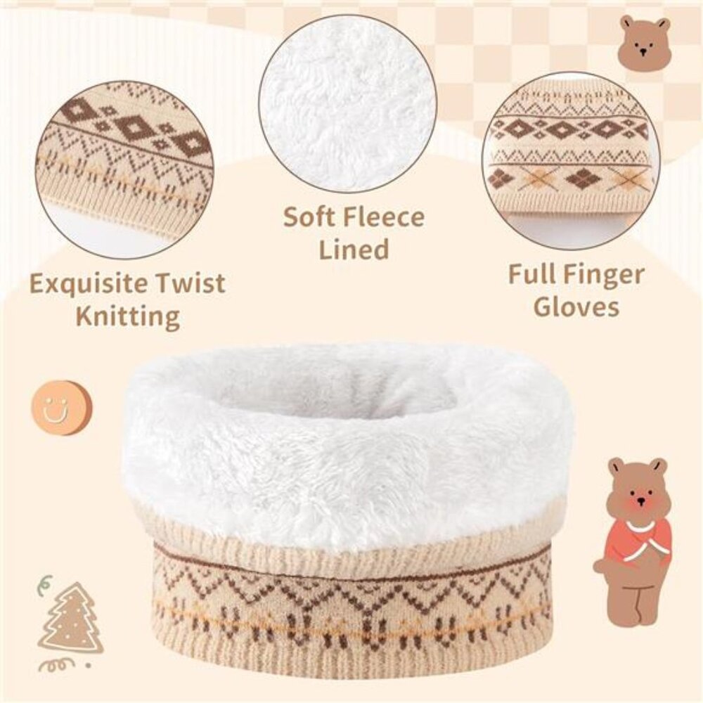 4 Pcs Kids Winter Beanie Hat Gloves Scarf Sock Set - Picture 4 of 7